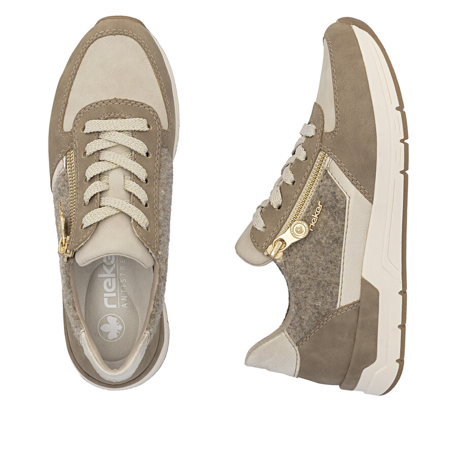 zapatos beige con cremallera para mujer rieker 58902-64
