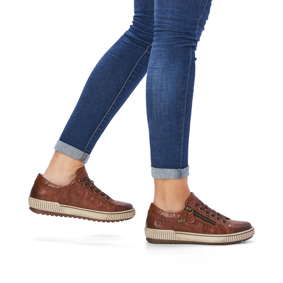 zapatos marrones con cremallera para mujer remonte d0700-22