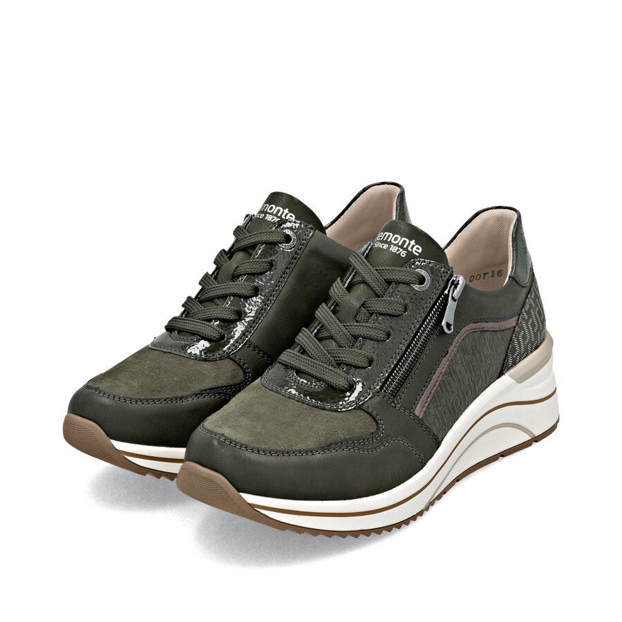 zapatos verdes con cremallera para mujer remonte d0t16-54