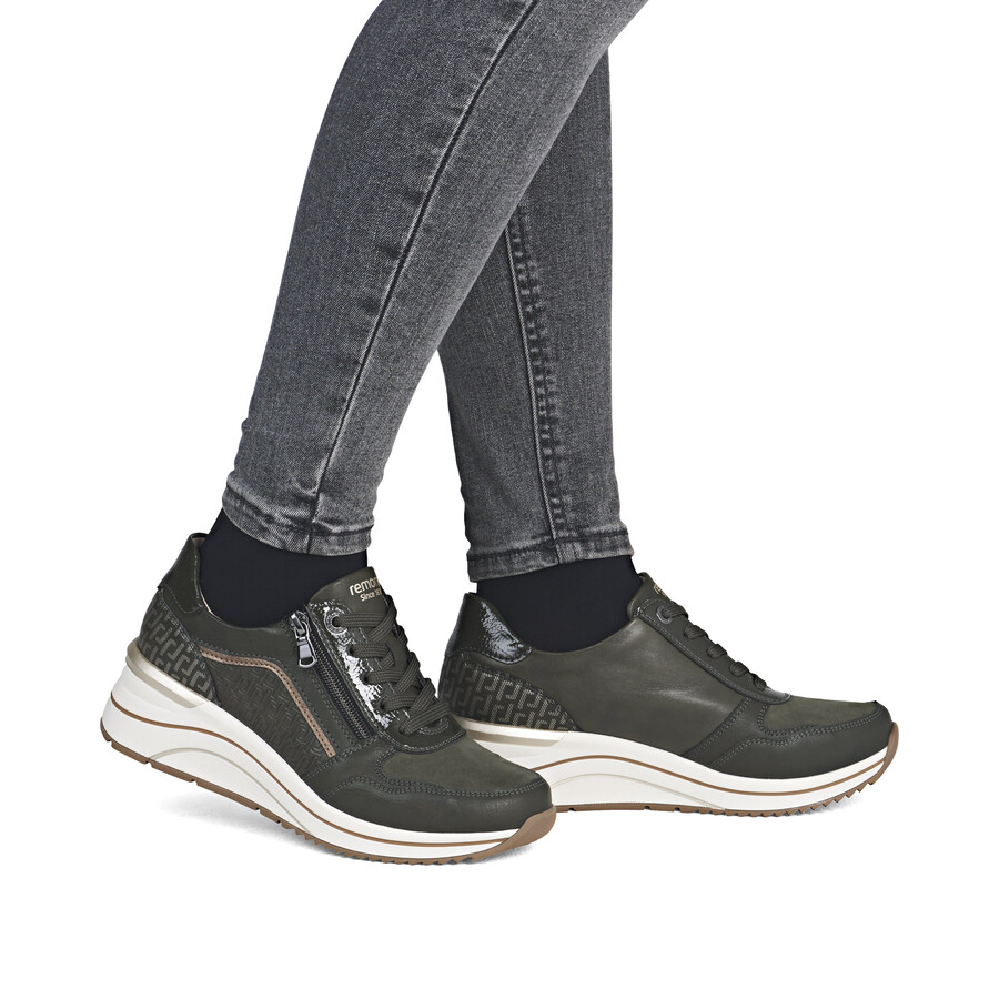 zapatos verdes con cremallera para mujer remonte d0t16-54