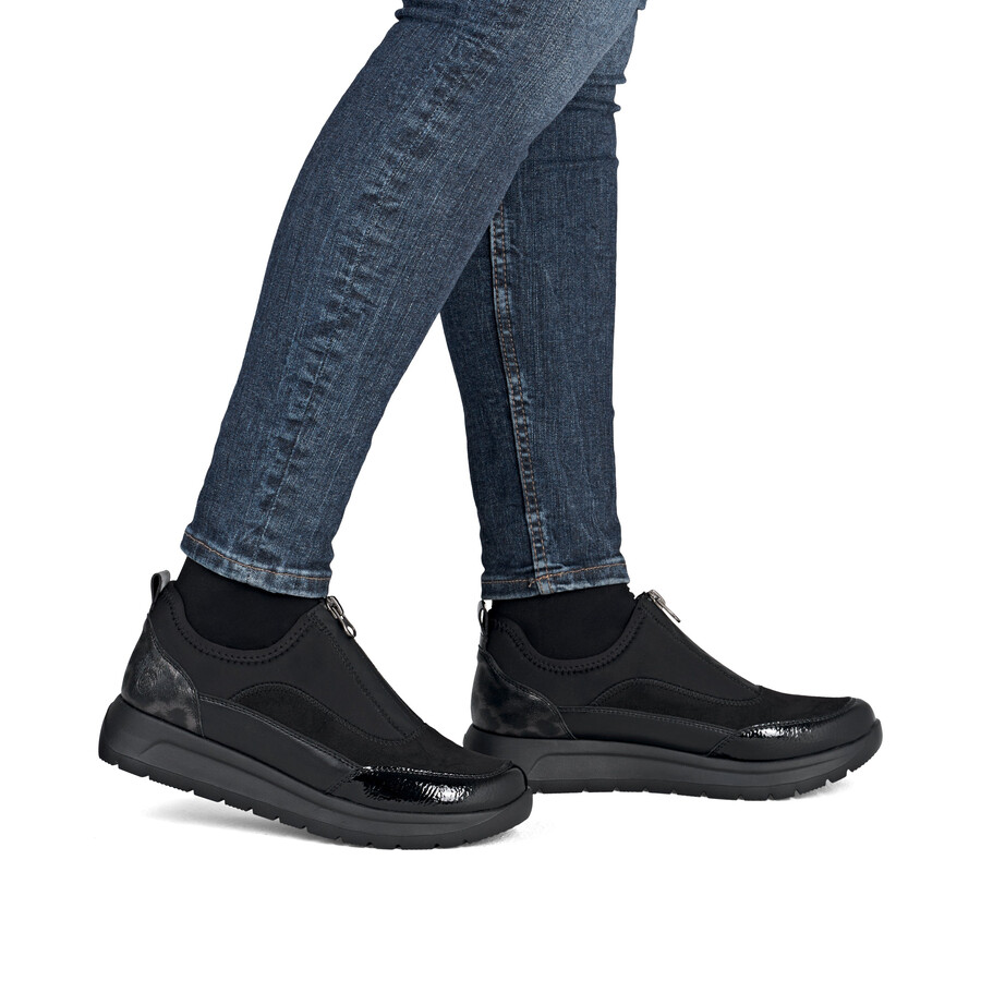 zapatos negros con cremallera para mujer remonte d2v01-04