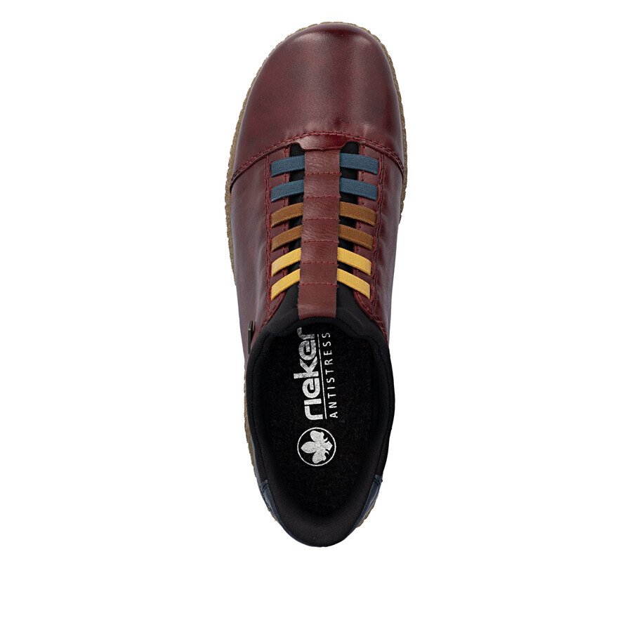 zapatos rojos con elástico para mujer rieker l7562-35