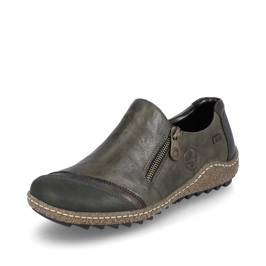 zapatos verdes con cremallera para mujer rieker l7571-54