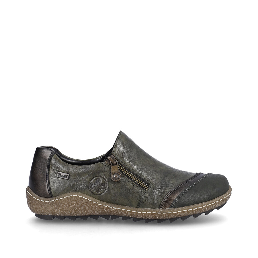 zapatos verdes con cremallera para mujer rieker l7571-54