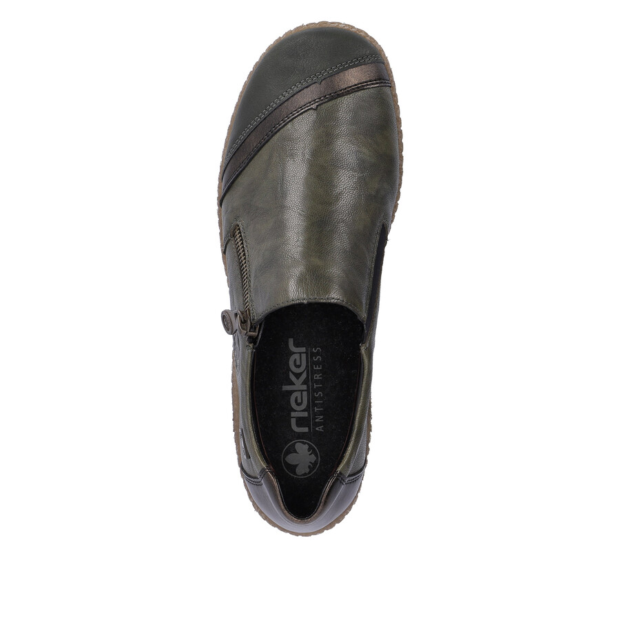 zapatos verdes con cremallera para mujer rieker l7571-54