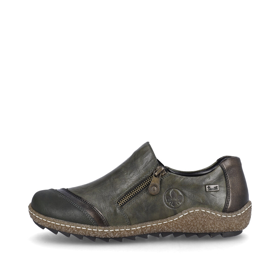 zapatos verdes con cremallera para mujer rieker l7571-54