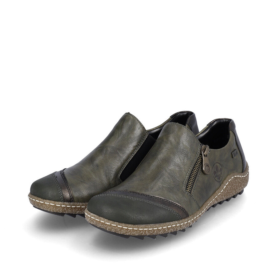 zapatos verdes con cremallera para mujer rieker l7571-54