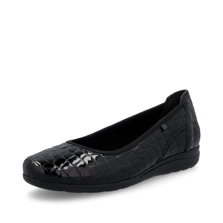 zapatos negros sin cordones para mujer rieker l9350-01