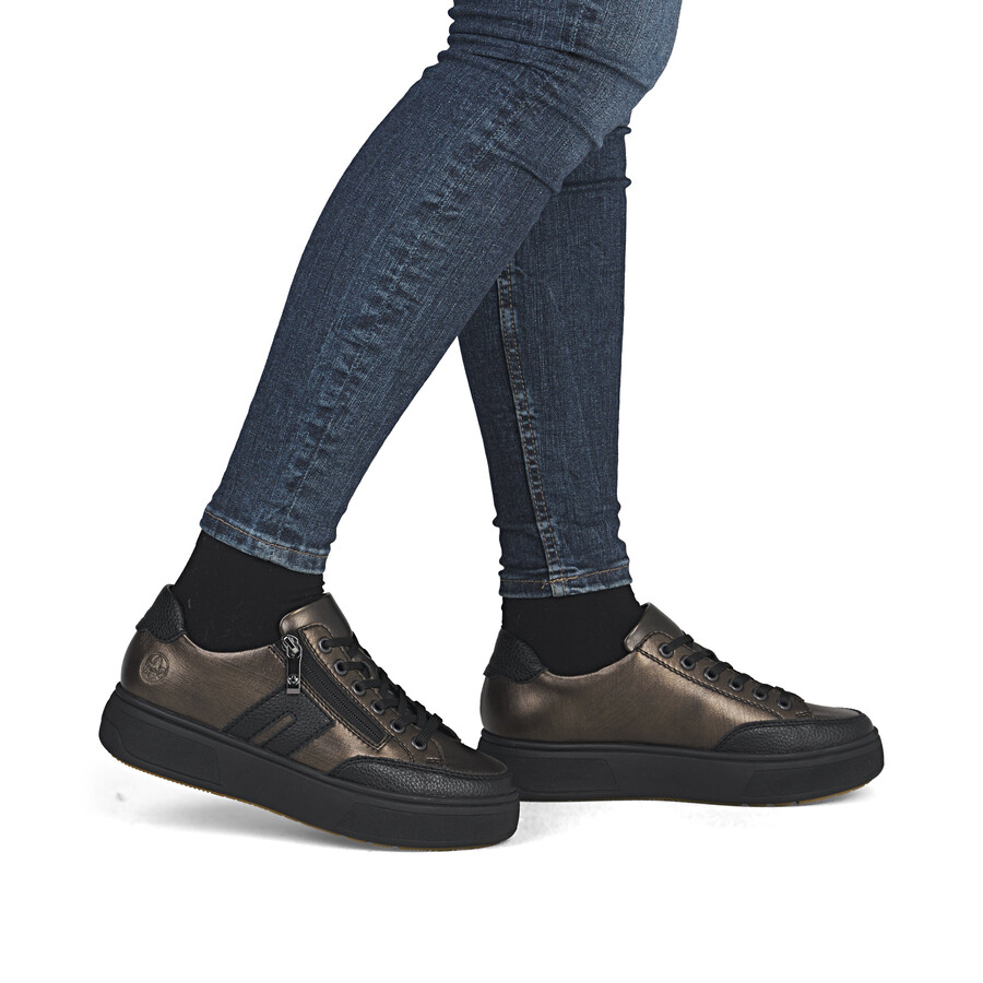 zapatos marrones con cremallera para mujer rieker m7711-25