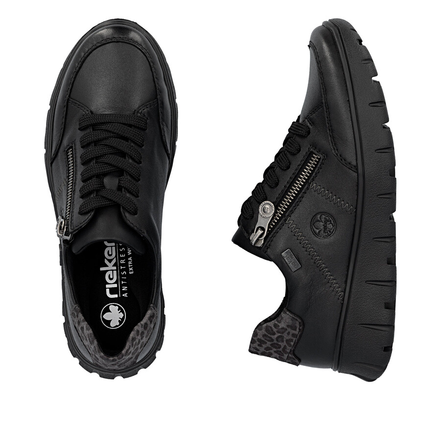 zapatos negros con cremallera para mujer rieker n1301-01
