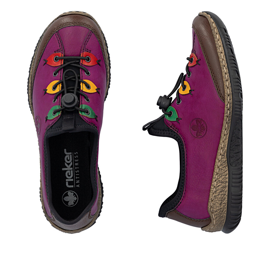 zapatos elásticos rosas para mujer rieker n3271-30