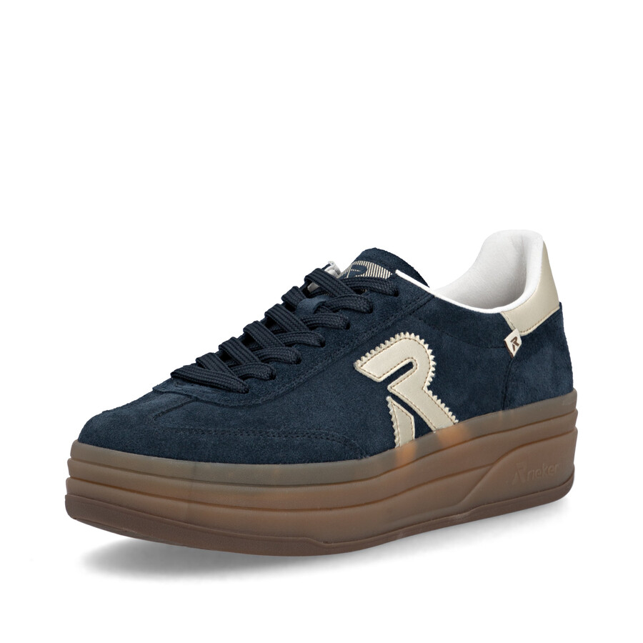 zapatos elásticos azules para mujer rieker sport w3700-14