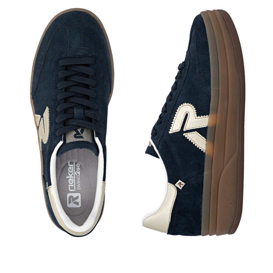zapatos elásticos azules para mujer rieker sport w3700-14