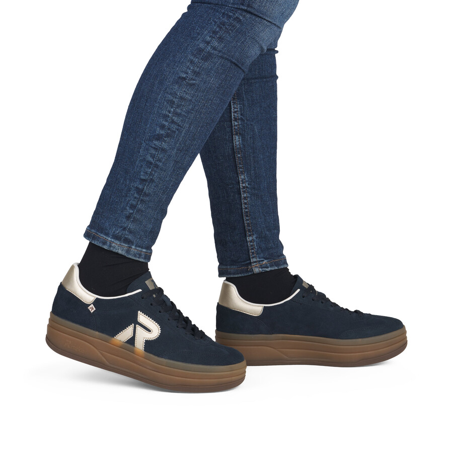 zapatos elásticos azules para mujer rieker sport w3700-14